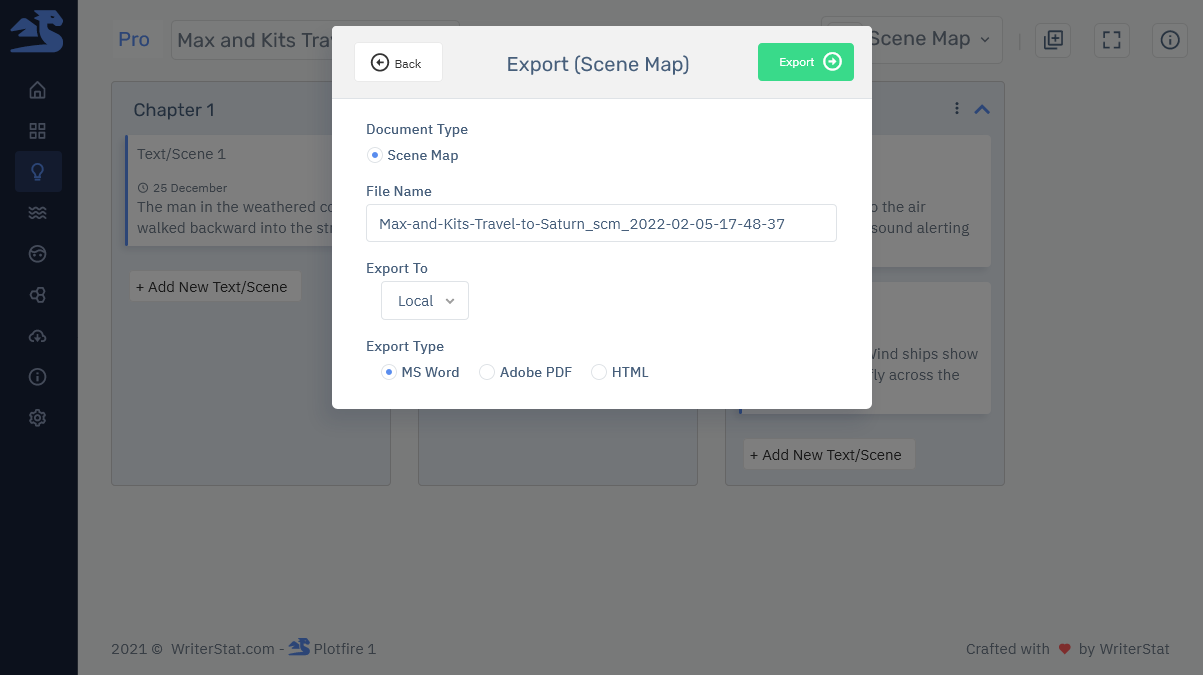 Storyfyre Plus Scene Map Export
